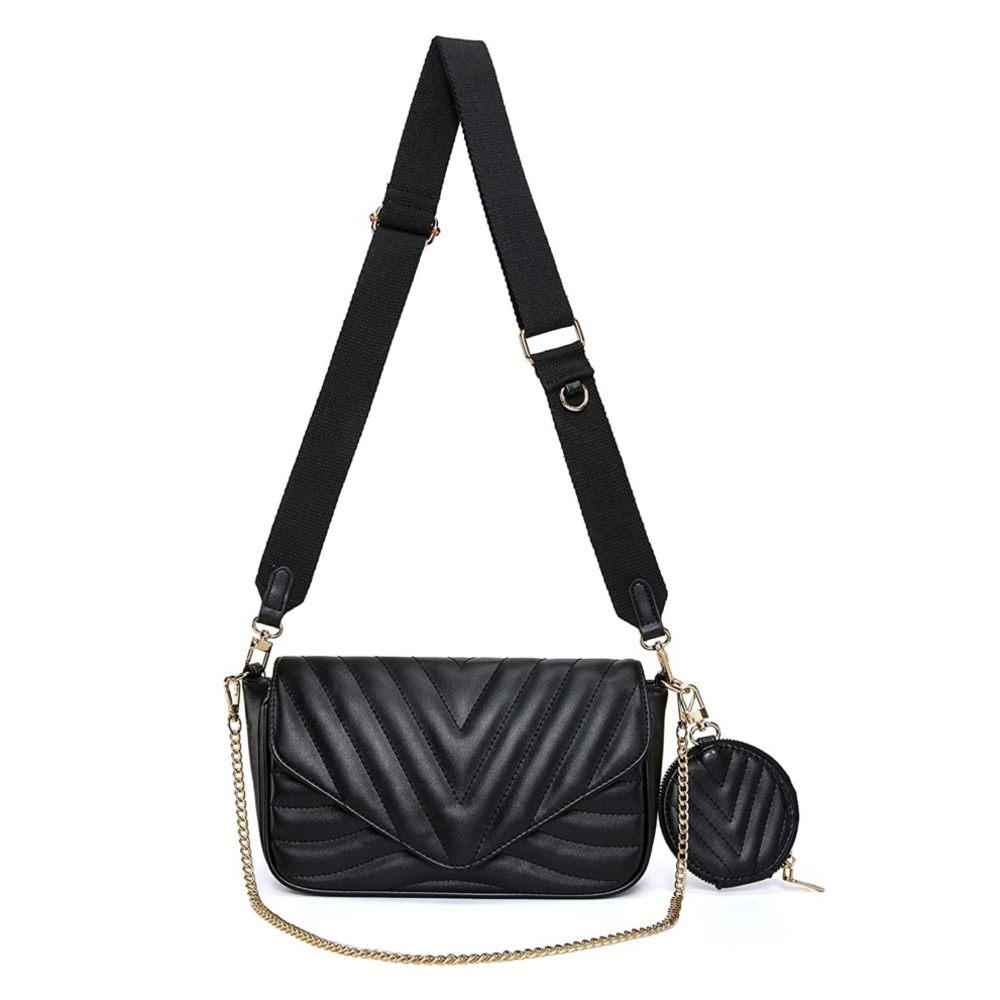 Small quilted black crossbody bag